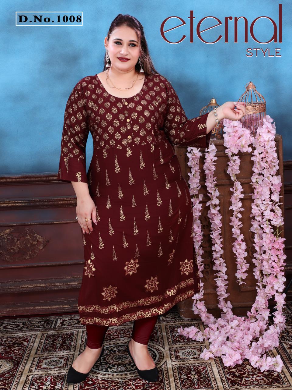 Ft Big Size Foil Designer Fancy Letast Pure Heavy Rayon 14 kg Foil print Length-48 Rayon Kurti Collection
